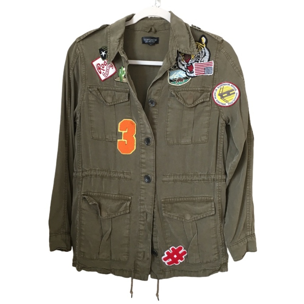 Top shop military olive green patch jacket